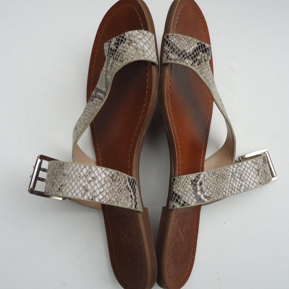 SIZE 7.5. Vince Camuto leather snakeskin print sandals. - Picture 4 of 11